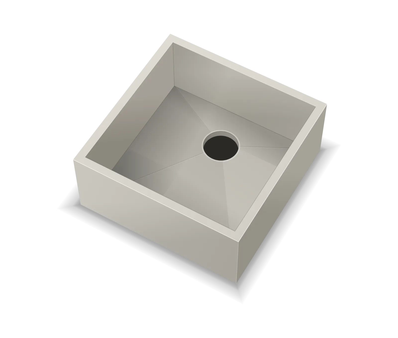 3D-aanzicht van de volledig stenen spoelbak 40 × 40 cm
